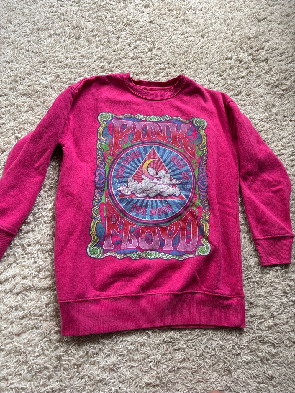 Pink Floyd Kids Graphic Crewneck Sweatshirt - Hot Pink with Multicolor Print